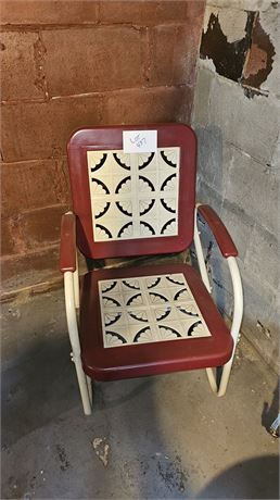 MCM Metal Pie Crust Chair Red & White