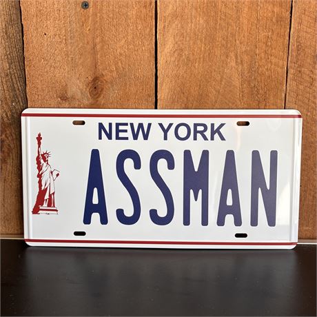 Seinfeld's ''ASSMAN'' Novelty Tin Metal License Plate