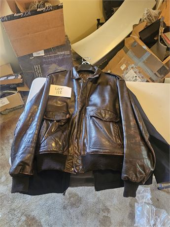 Sherwood Ten Year Jacet SZ LG, Mens VIntage Brown Leather Flight Jacket LG