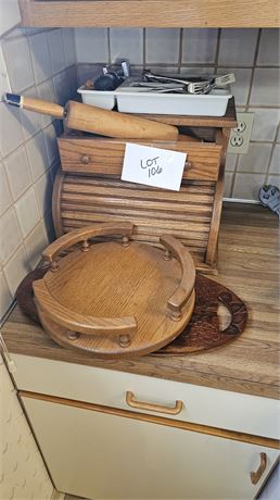 Wood Lazy Susan, Rolltop Breadbox, Flatware, Cutco & More