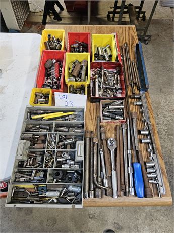 Large Lot Of Mixed Sockets & Ratchets & More