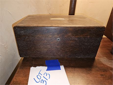 Antique Wood & Metal Lined Humidor Box