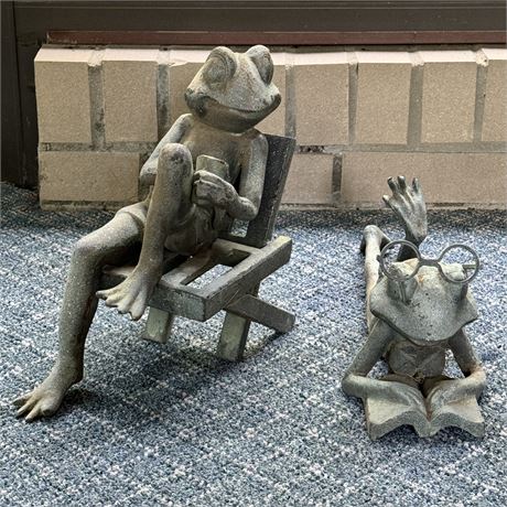 Vintage Cast Iron Garden Frogs