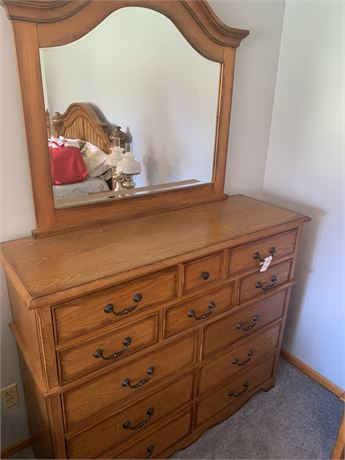 Oak Dresser With Vanity Mirror