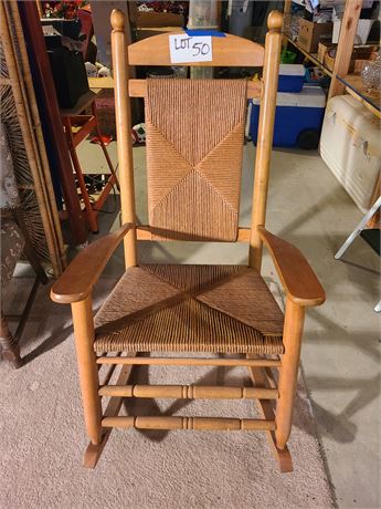 Beautiful Wood & Wicker Rocking Chair