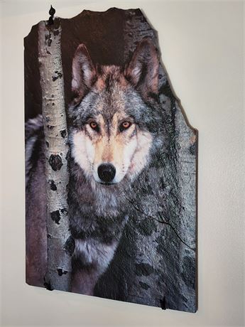 Large Wolf Artwork on Slate Piece