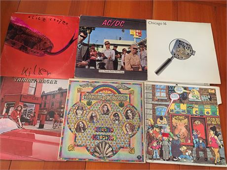 Vinyl Records - Alice Cooper, AC/DC, Chicago, Sammy Hagar, Lynyrd Skynyrd