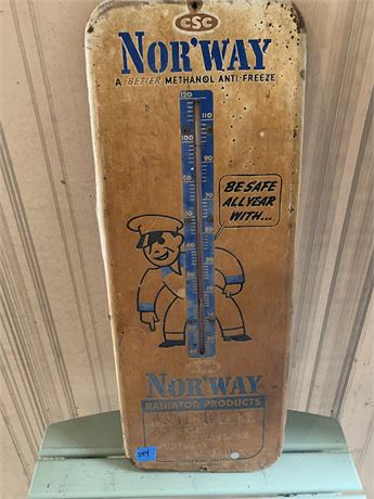 Vintage Nor'Way Radiator Products Antifreeze Metal Thermometer