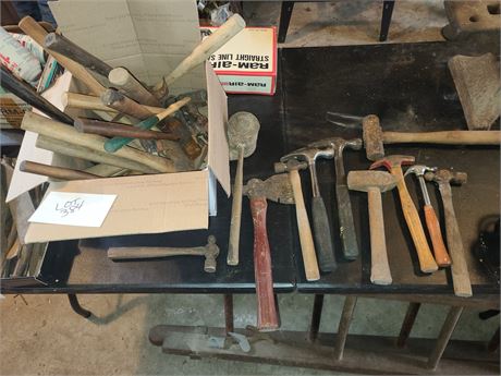 Extra Large Lot of Different Size & Style Hammers