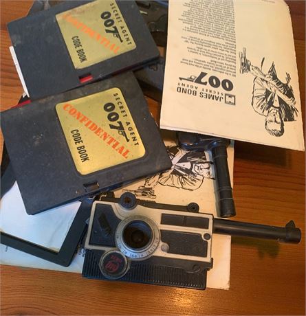 Vintage James Bond 007 Secret Agent Toys - Code Books, Camera Gun, Manuals