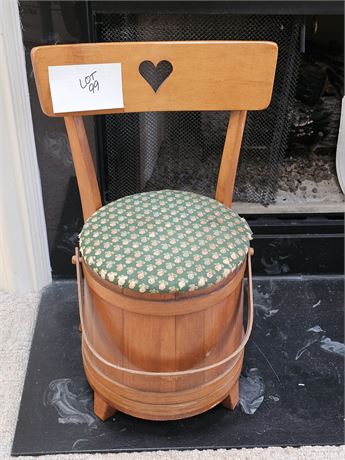 Vintage Wood Sewing Barrel Seat