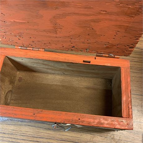 Vintage Wooden Hinged Lid Storage Box