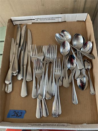 Lot Of Stainless Steel Silverware Knives Spoons Forks