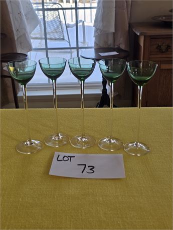 Vintage Green Cordial Glasses