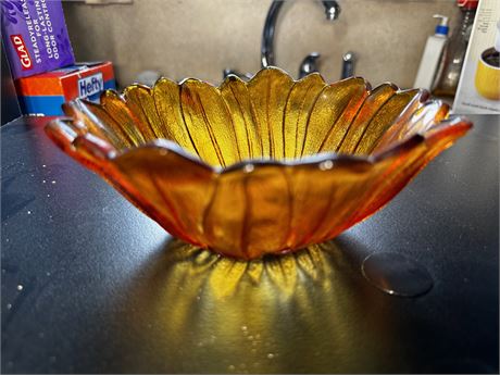 Amber Glass (Flower) Dish