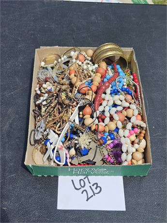Flat Full Of Mixed Costume Jewelry Maker, Style & Color Vary- Necklaces