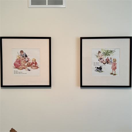 Dick & Jane Square Framed and Matted Decorative Prints - 20.75 x 20.75