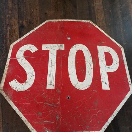 Authentic Vintage Metal Stop Sign (No Pole)