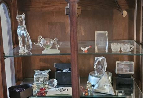 Mixed Crystal Lot- Cats, Animal Figurines & More