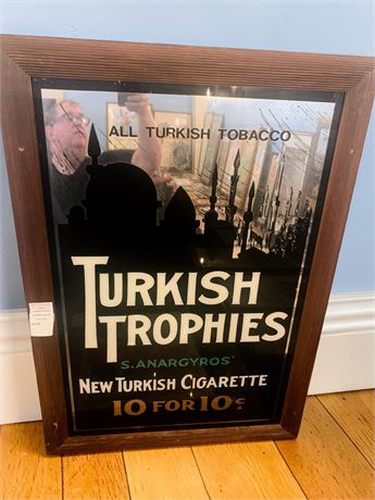 Framed Turkish Trophies Cigarettes Painted Advertising Mirror