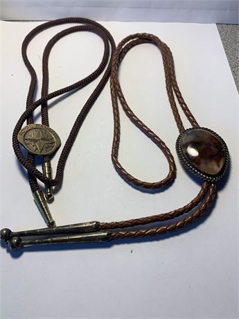 Navaho Native American and Western Style Bolo Tie Lot Of 2