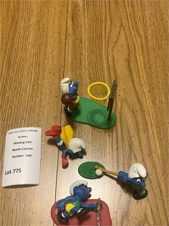 1980s Schleich Peyo Sporty Smurf Figurines Lot of 5 Made In West Germany