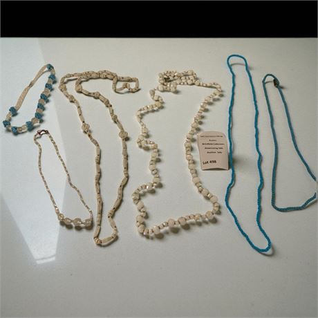 Blue Flower/Bead Necklace, Turquoise Seed Bead & Elephant Beaded Necklace