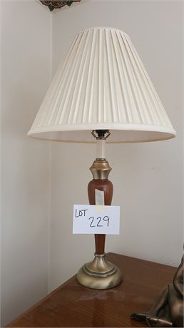 Brushed Brass & Wood Table Lamp