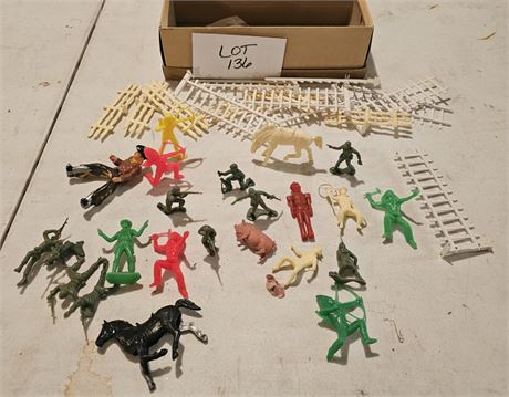 Vintage Plastic Toys- Army, Cowboys, Indians, Animals & More