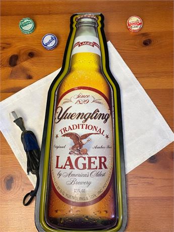 Yuengling Lager Beer Lighted Beer Bottle Advertising Sign