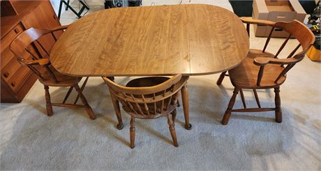 Ethan Allen Maple Formica Dropleaf Table w/4 unmatched Chairs