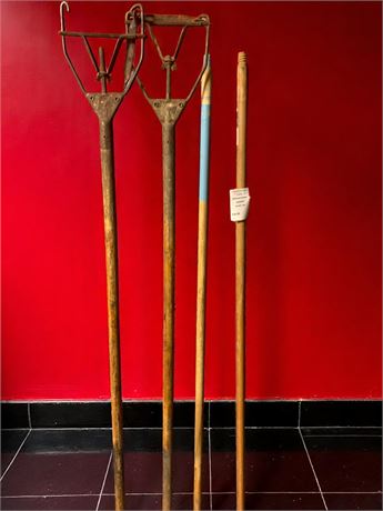 Vintage Wood Mop Handle Lot