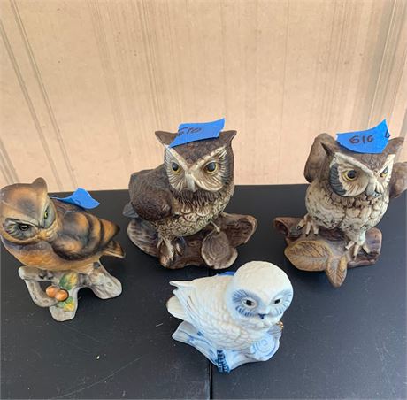 Vintage Ceramic Homco Owl Lot Of 4 Made In Germany