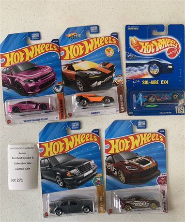 Hot Wheels Die Cast Cars 1920 Dodge Charger Hellcat, an Anaru GTC, Sol-Aire CX4