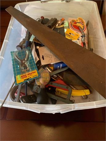 Tote Full of Hand Tools & Hardware