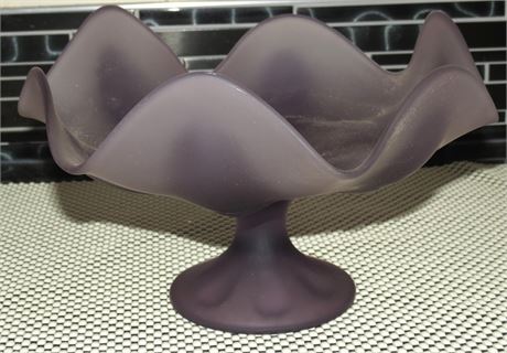 Viking Satin Glass Pedestal Dish