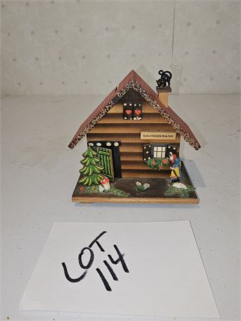 Wood Cottage Savings Back Music Box