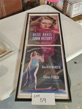 Double Movie Posters "Dark Victory" & Gilda Repro Framed Posters