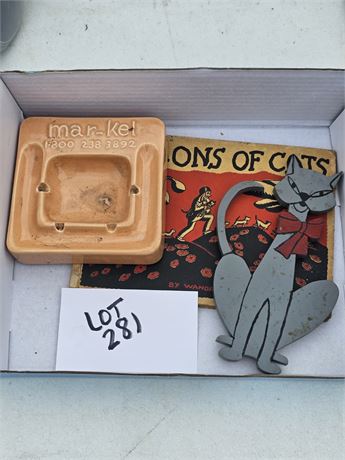 Vintage Coral Mar-Kel Advertising Ashtray, 1928 Wanda Gag " Millions of Cats" Bo