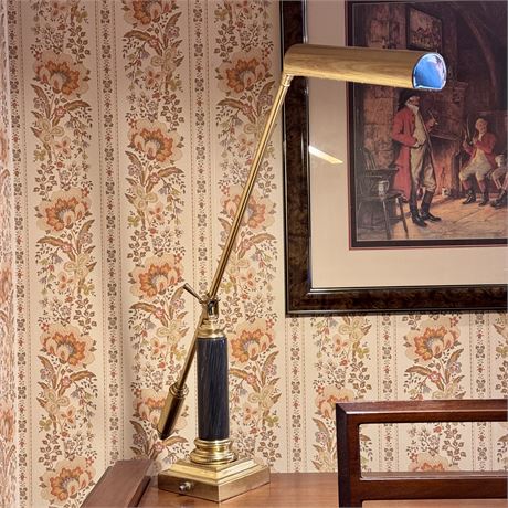 Brass and Marble Counterbalance Lamp - Works Great, Heavy!