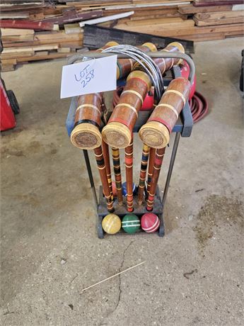 Antique Wood Croquet Set