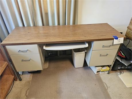 Metal Office Desk with Wood Top