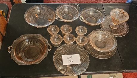 Vintage Mixed Pink Depression Glass- Jennette, Cambridge, Atlas & More