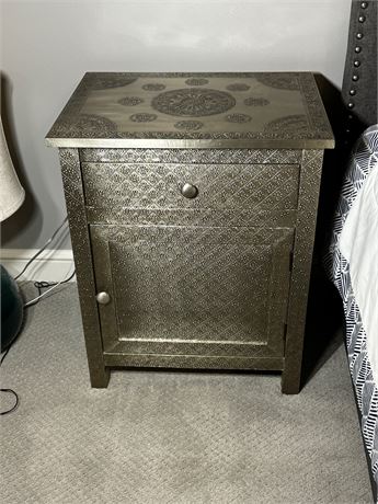 World Market Kiran Embossed Metal Nightstand