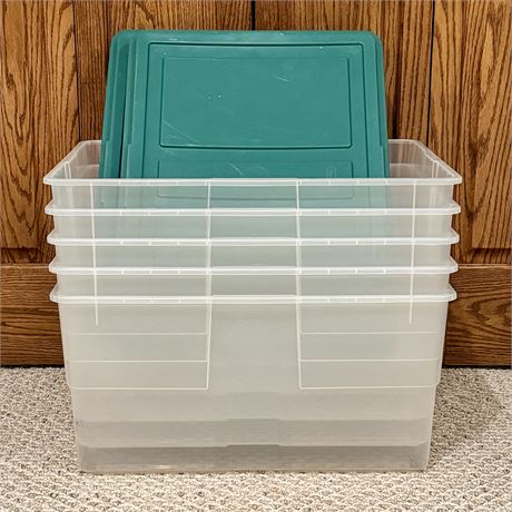 Lot of 5 Clear Sterilite Storage Bins w/ Lids