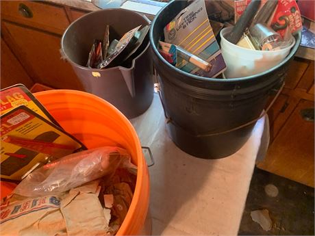 3 Buckets Full of Misc Hardware