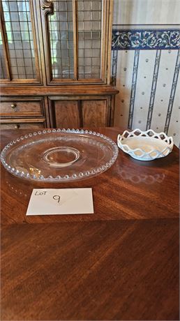 Candlewick Serving Plate & Imperial Glass Lattice Bowl