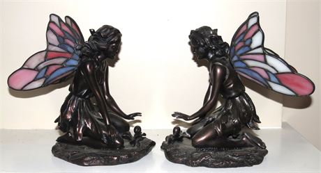 Angel Figurines With Stain Glass Wings