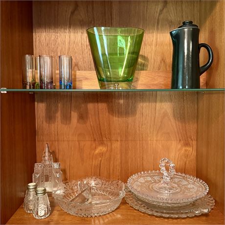 Hutch Upper Right Cabinet Contents - Crystal, Glass and Ceramic