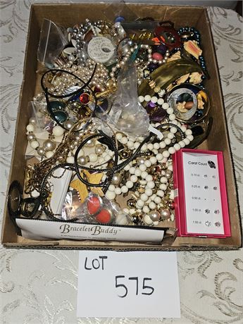Large Flat of Mixed Costume Jewelry - Makers, Age, Styles & Colors Vary